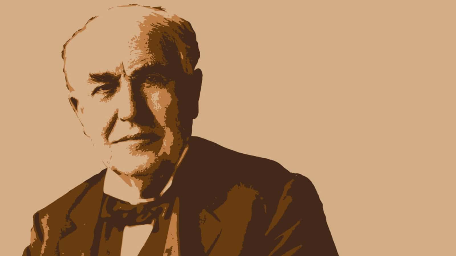 A drawn portrait of Thomas Edison