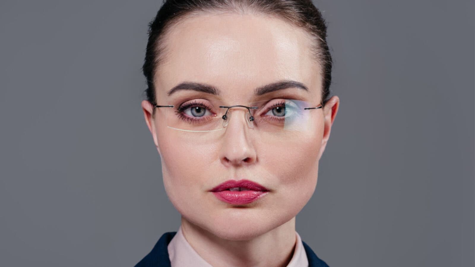 Beautiful adult businesswoman in stylish eyeglasses