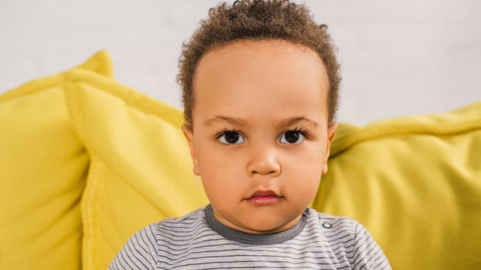 Close-up portrait of adorable african american toddler