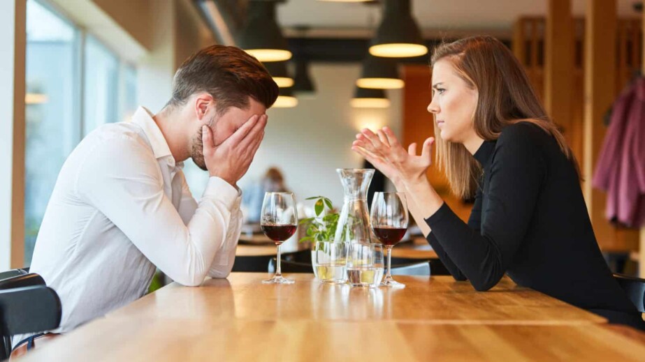 Couple Quarreling about Jealousy in the Restaurant