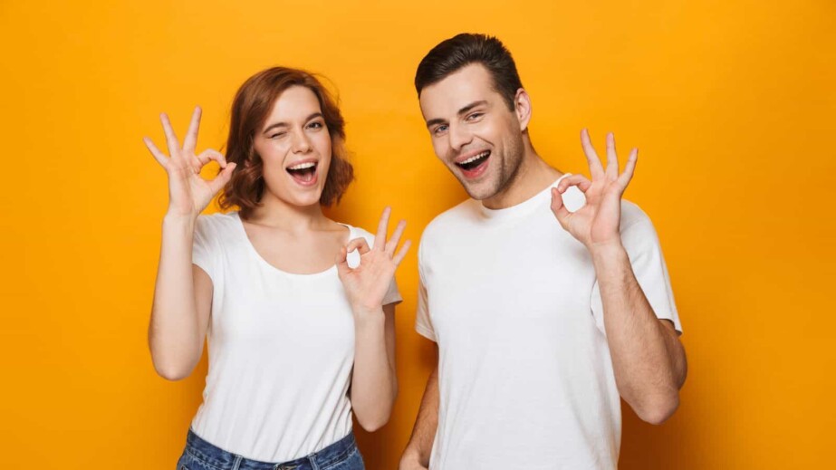 Couple Wearing White T-Shirts
