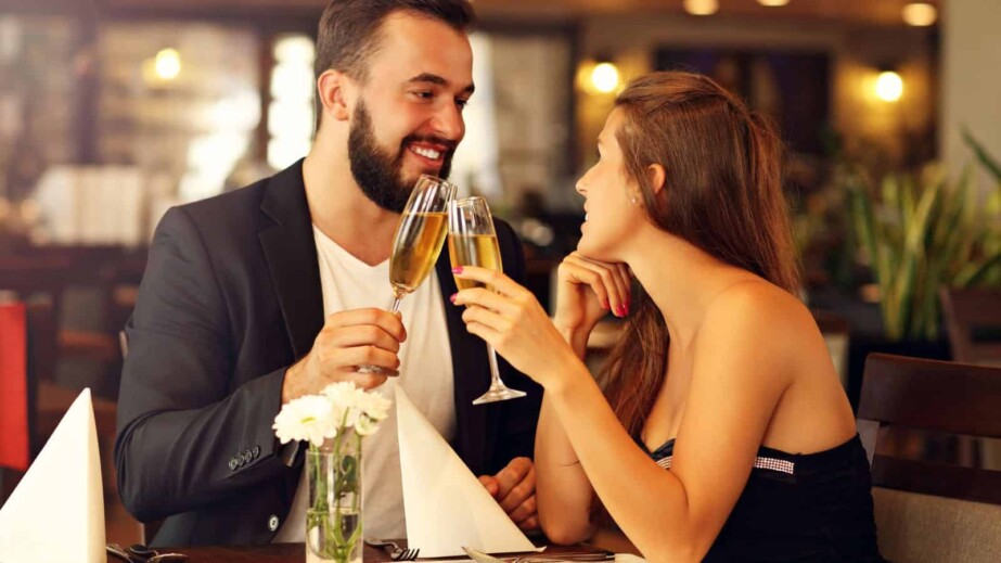 Couple dating in restaurant