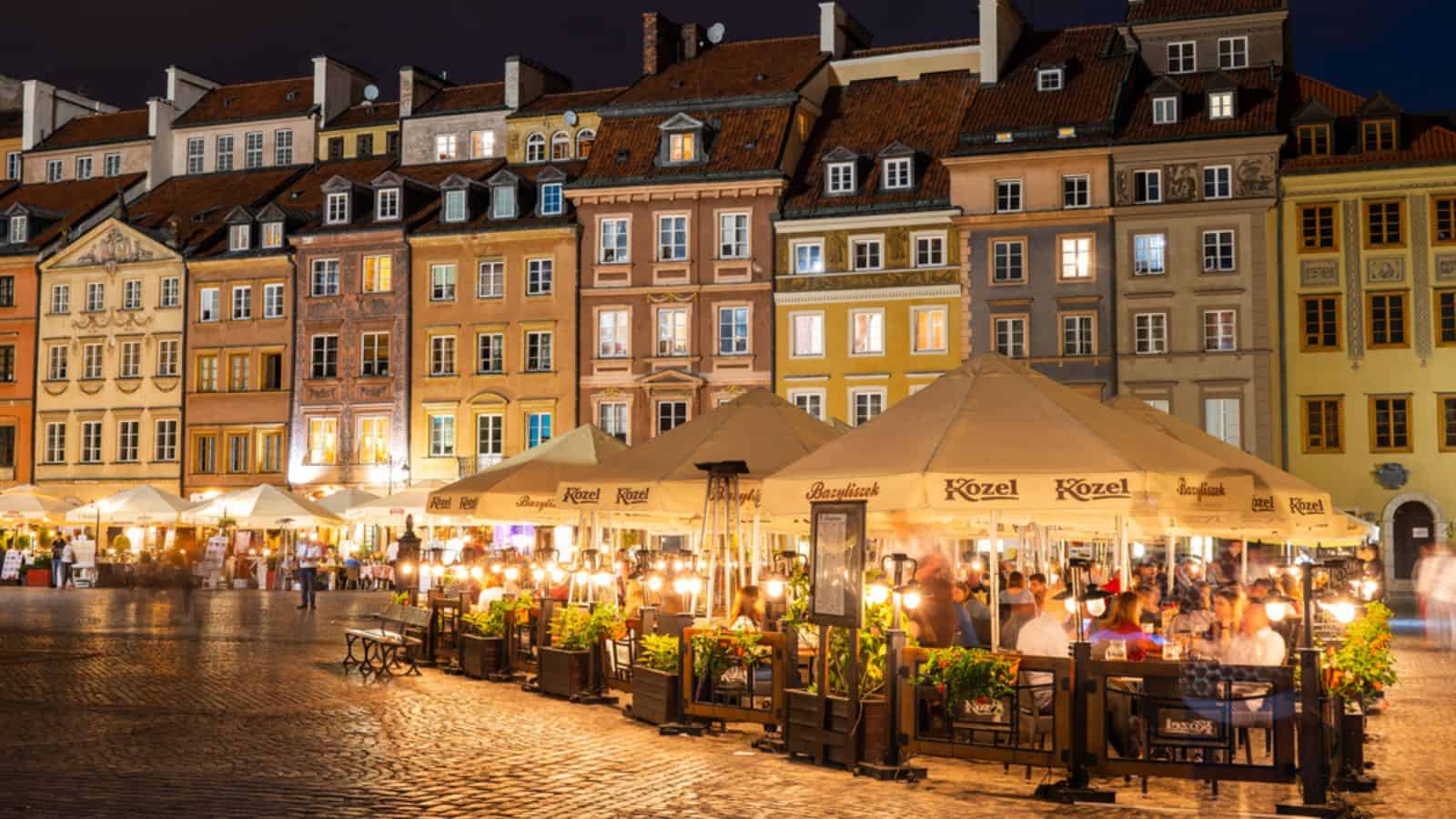 Evening on Old Town Market Square in Warsaw