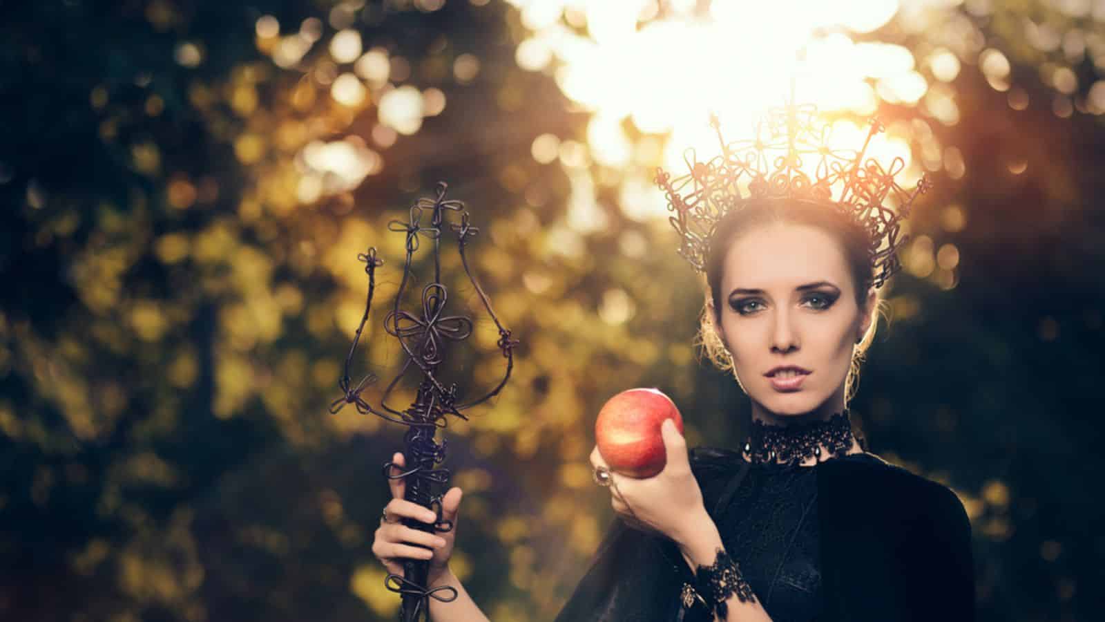 Evil Queen with Poisoned Apple in Fantasy Portrait
