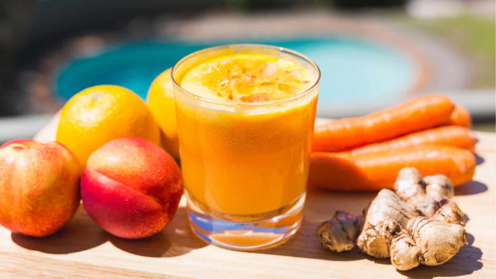 Glass of fresh fruit and vegetable juice