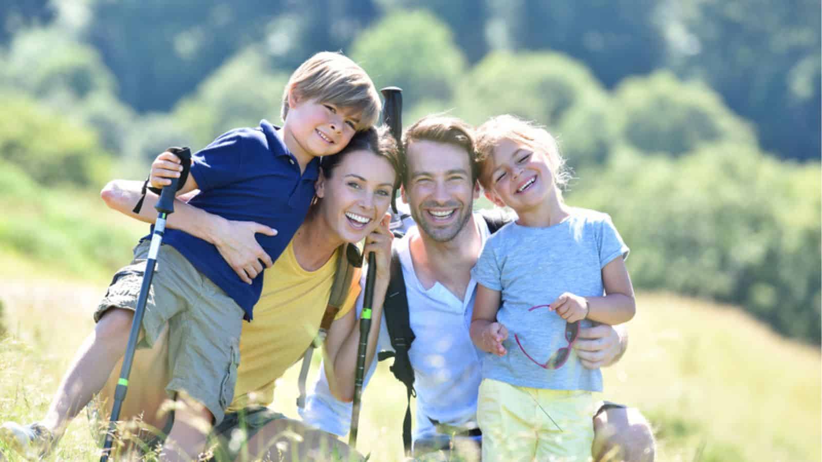 Happy family on a hiking day