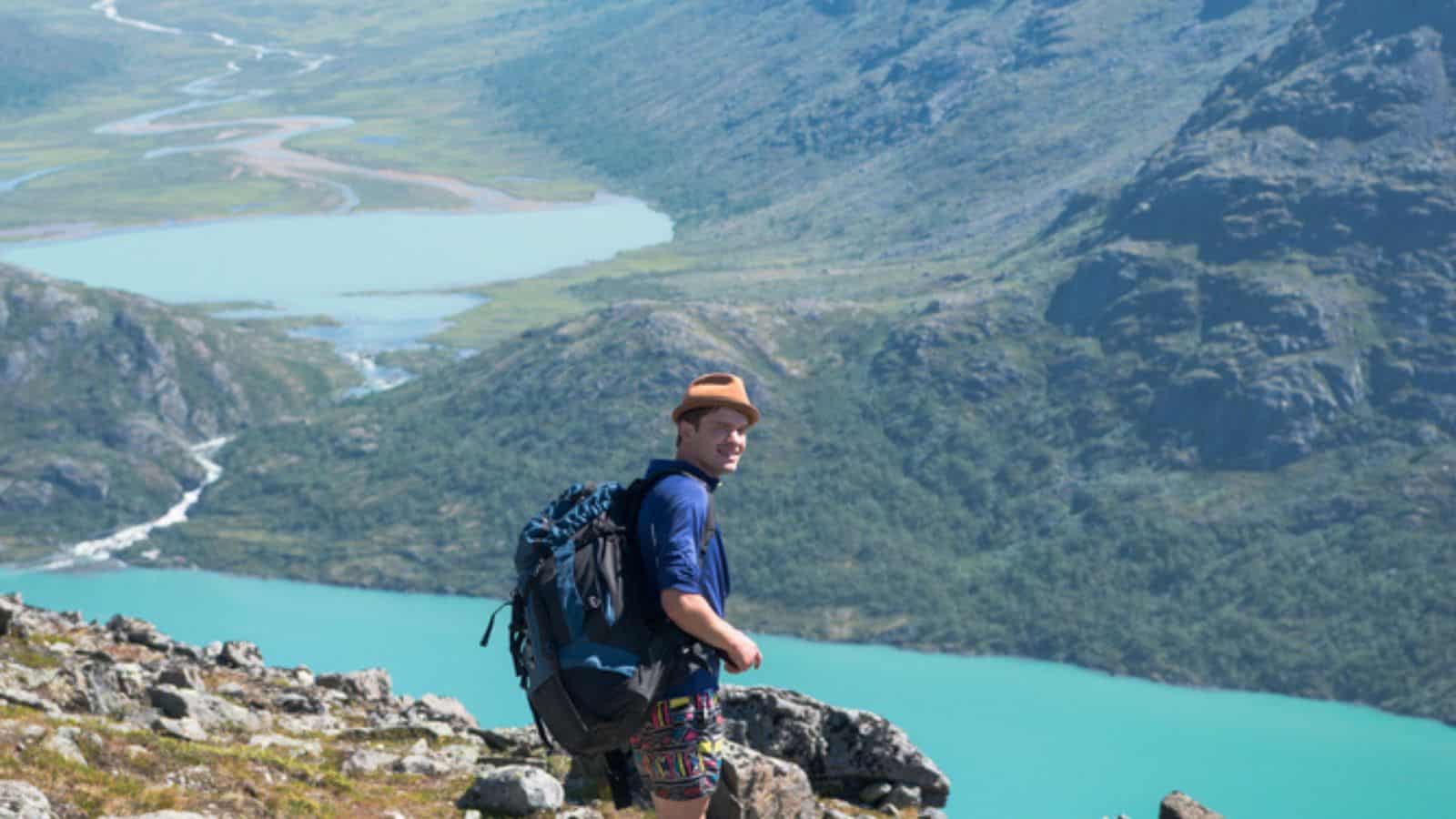 Hiker standing on Besseggen ridge
