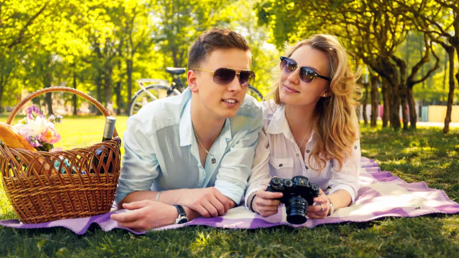 Lovely couple on picnic