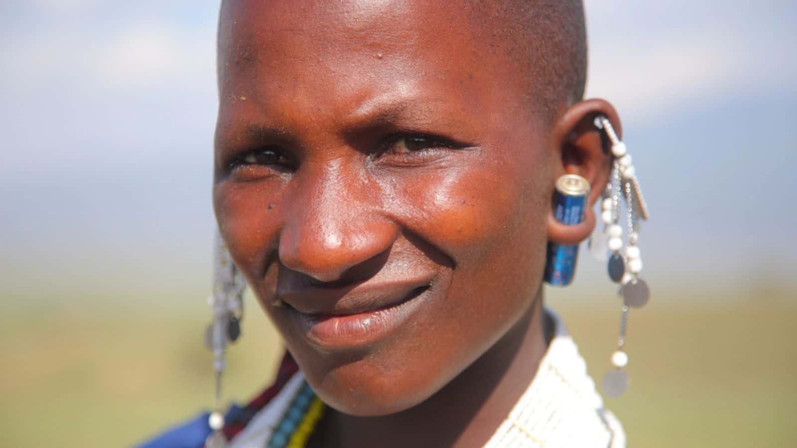 Maasai woman in traditional clothing, Tanzania