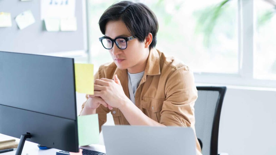Man Working with Computer in Office