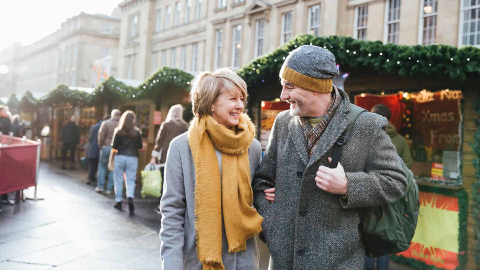 Mature Couple In Christmas Market