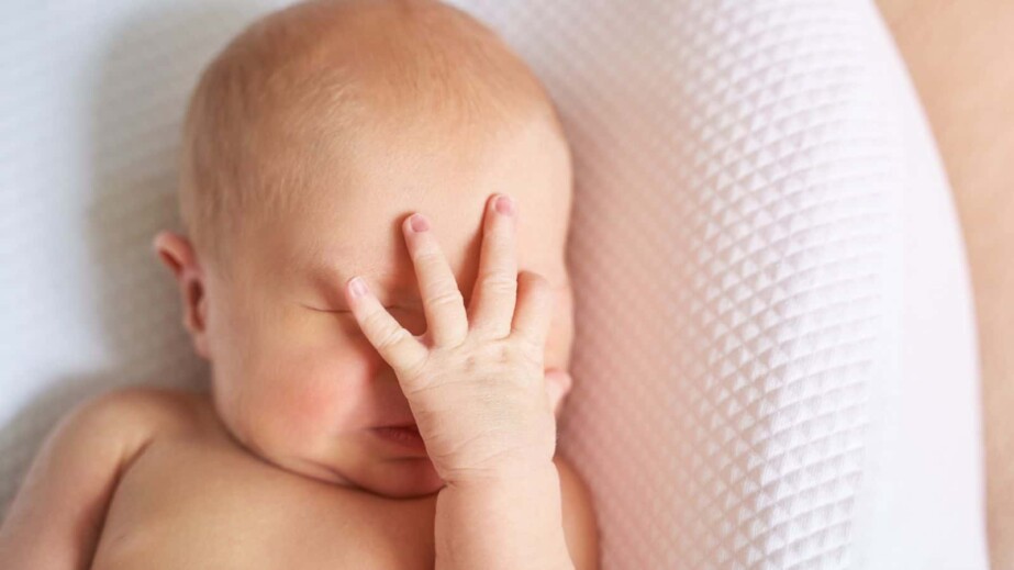 Newborn baby with tiny hand