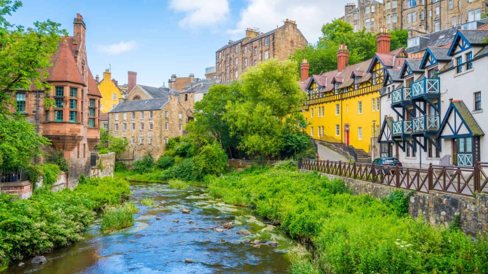 The scenic Dean Village in a sunny afternoon, in Edinburgh, Scotland