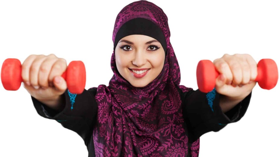 Woman Exercising with Dumbbells