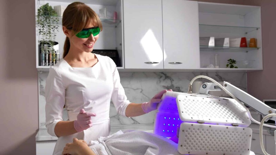 Young Woman Having Photodynamic Therapy
