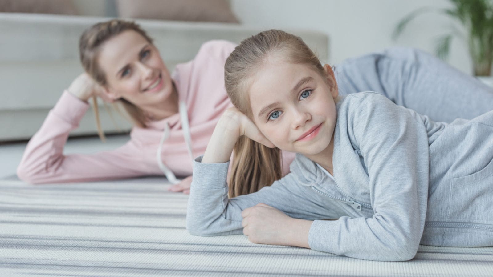 mother and daughter posture yoga